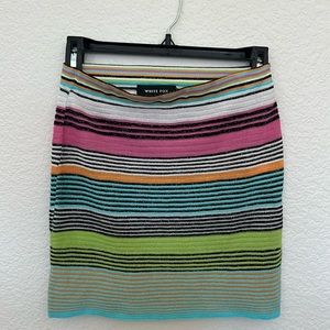 White fox pretty please rainbow stripe mini skirt size small